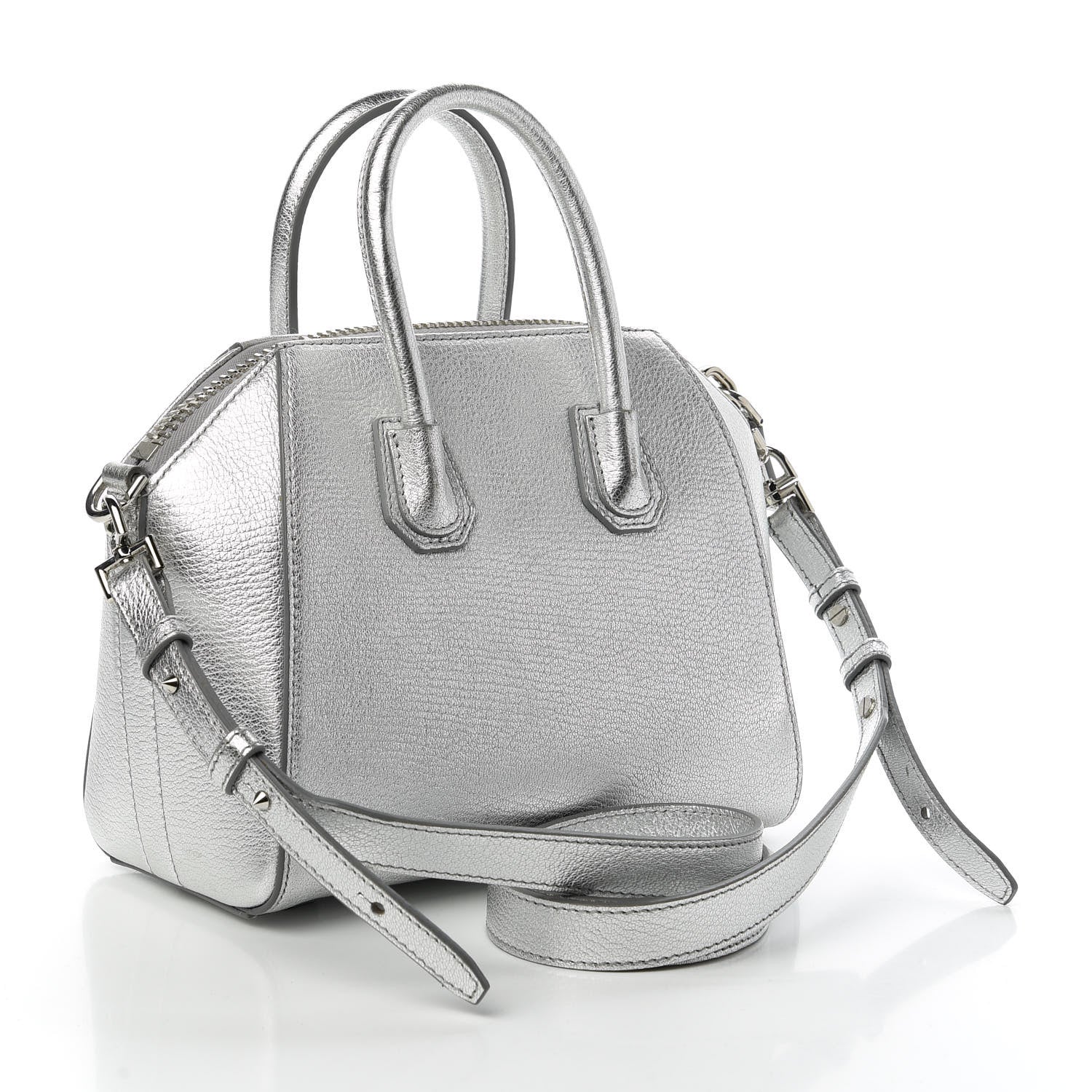 Givenchy Metallic Sugar Goatskin Mini Antigona Silver 3 of 10