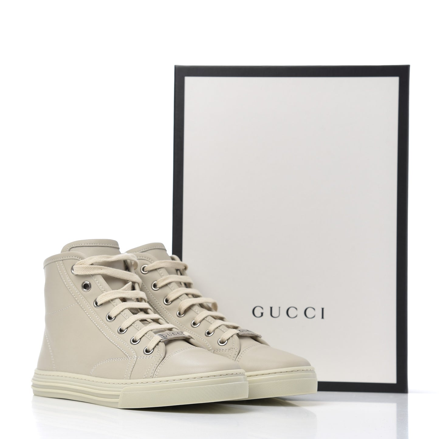 Calfskin Womens High Top Sneakers 35 Mystic White