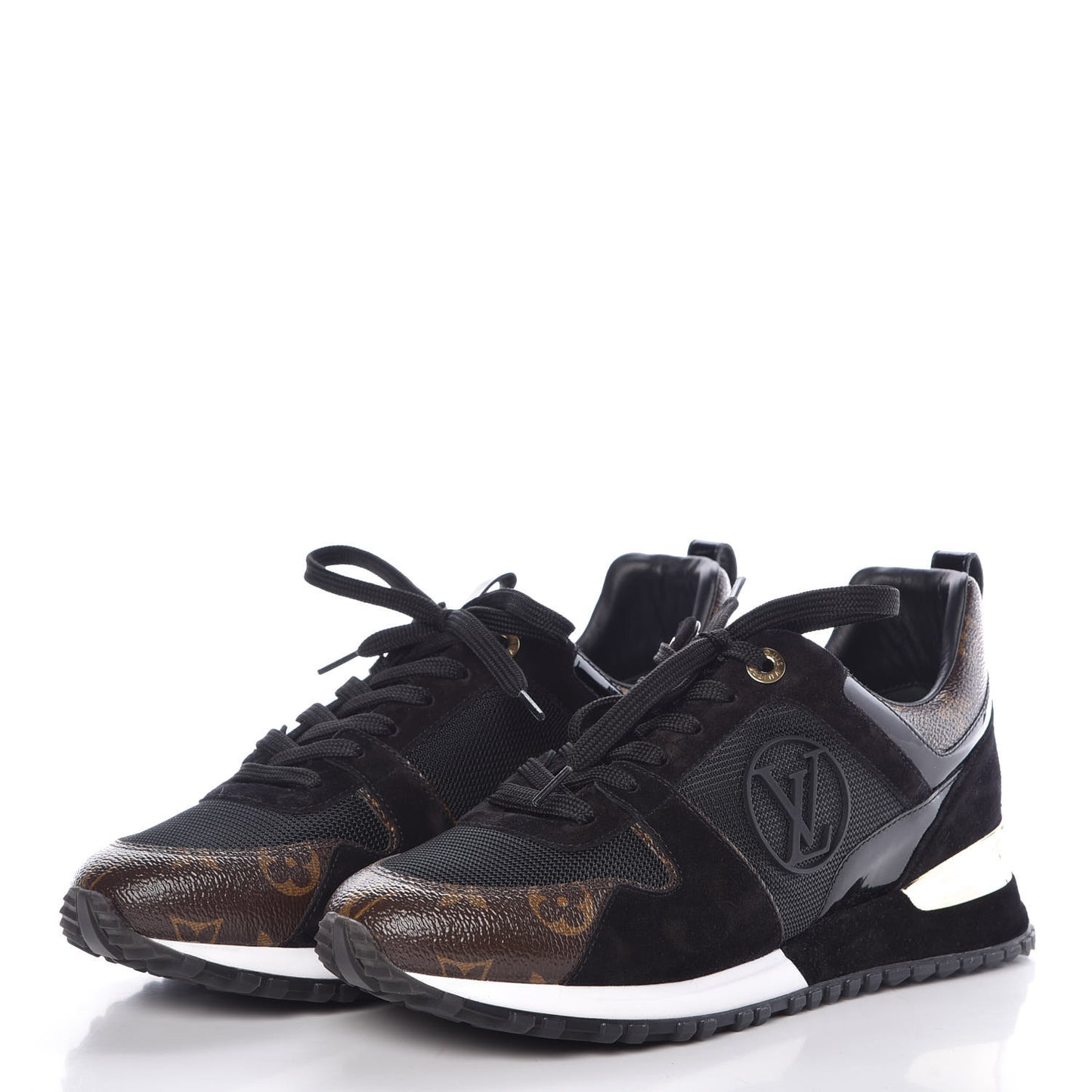 Suede Monogram Run Away Sneakers 38.5 Black