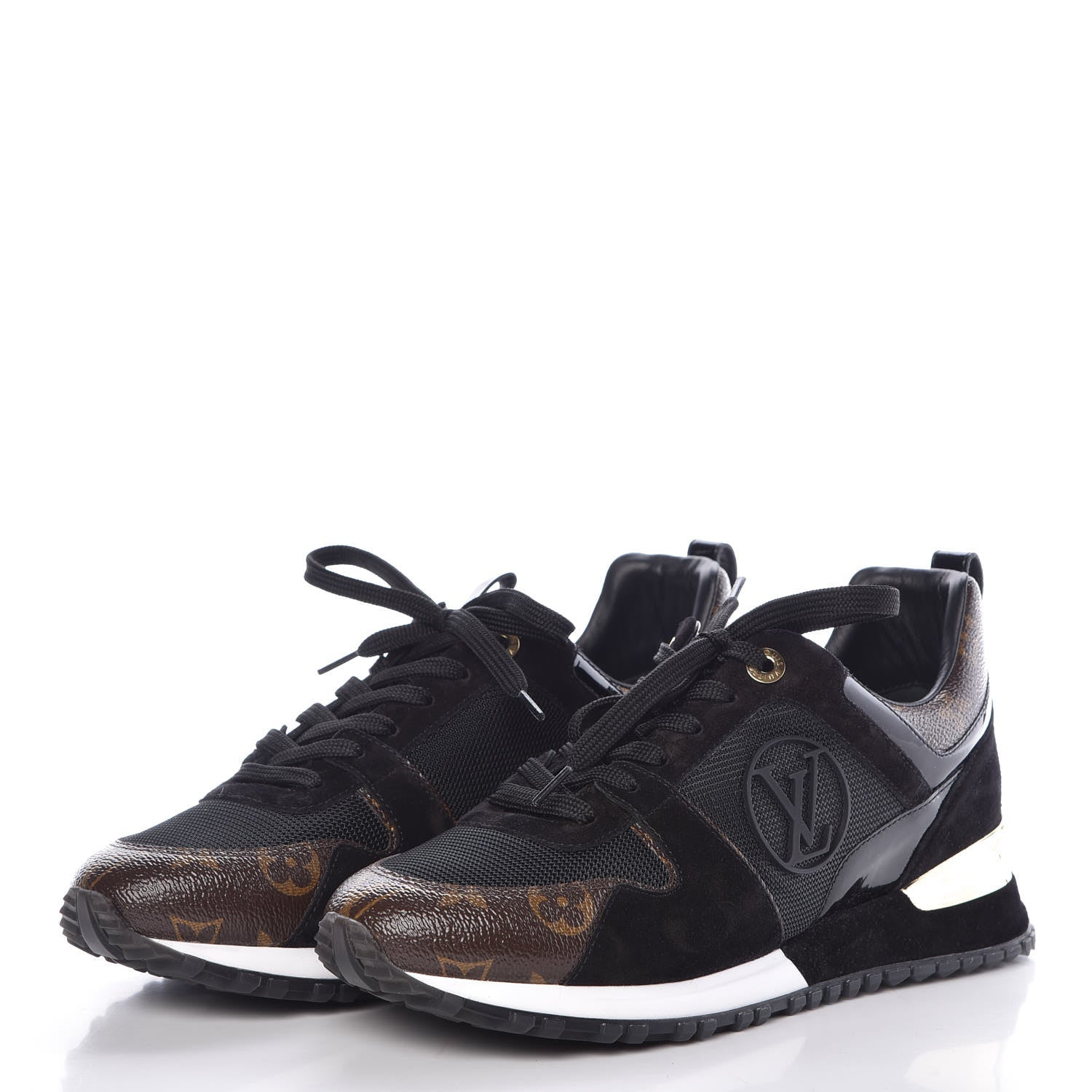 Louis Vuitton Suede Monogram Run Away Sneakers 38.5 Black 3 of 7