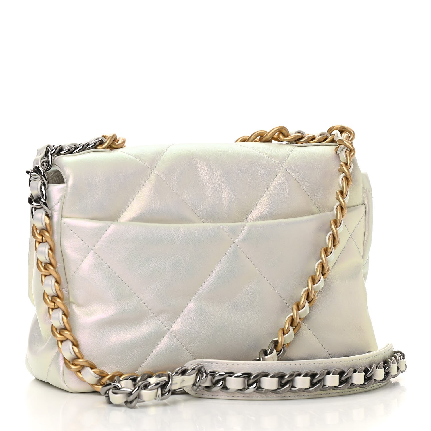 Chanel Iridescent Calfskin Quilted Medium Chanel 19 Flap White 3 of 10