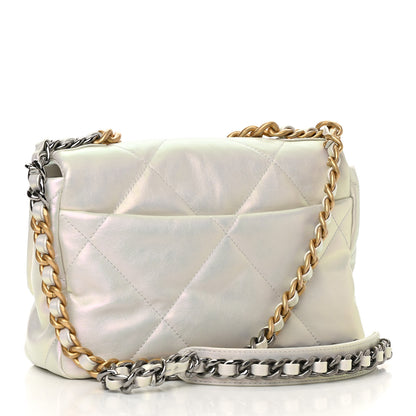 Chanel Iridescent Calfskin Quilted Medium Chanel 19 Flap White 3 of 10