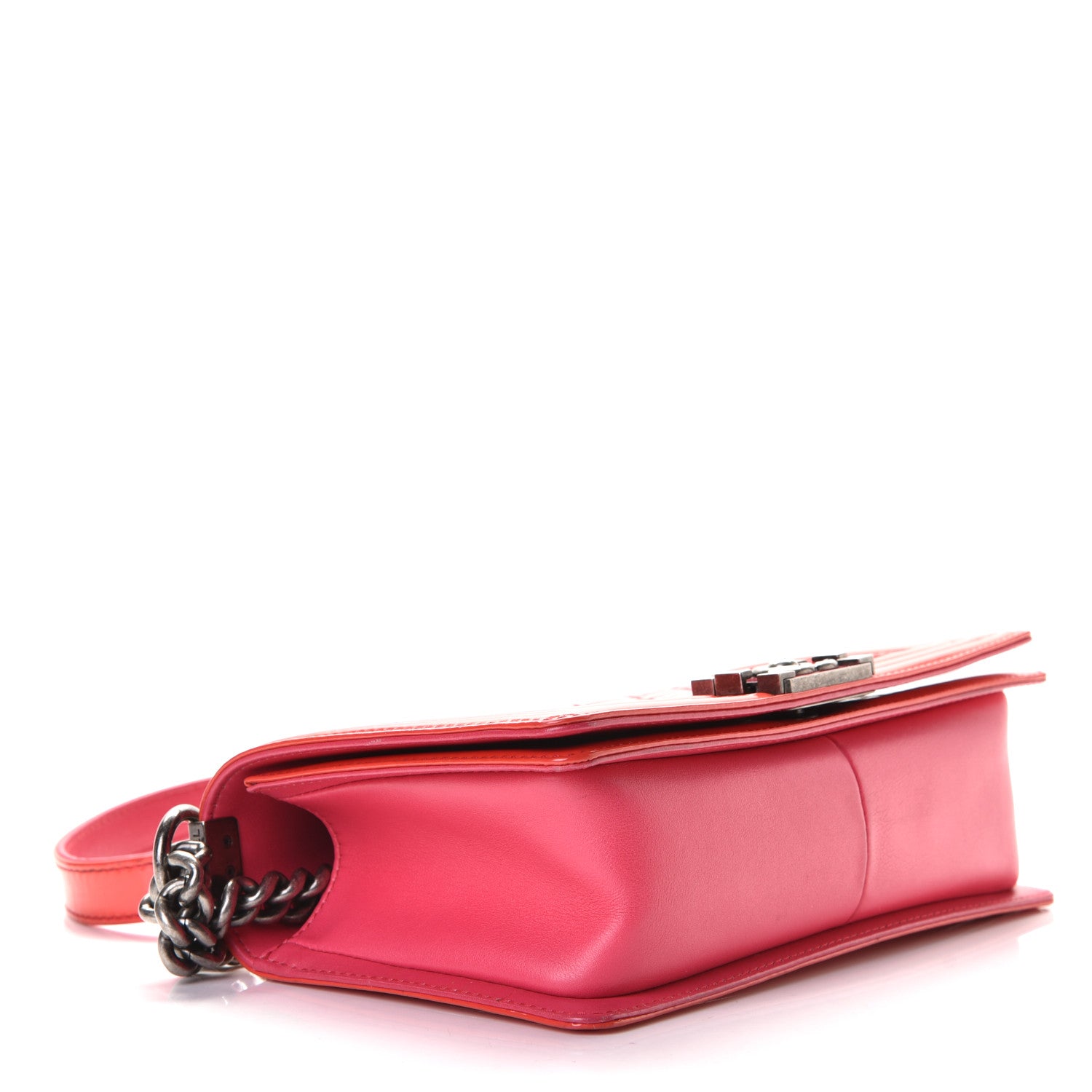 Chanel Patent Calfskin Enamel Quilted Medium Boy Flap Dark Pink 4 of 5