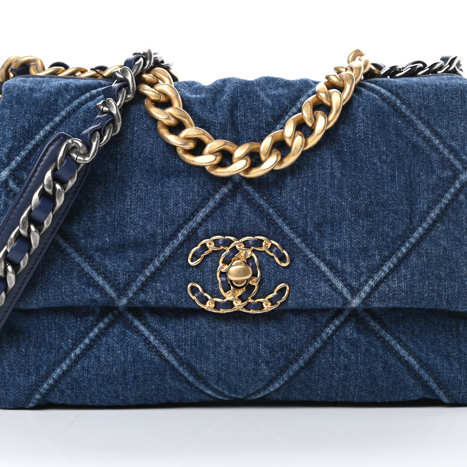Chanel Denim Quilted Medium Chanel 19 Flap Blue 8 of 11