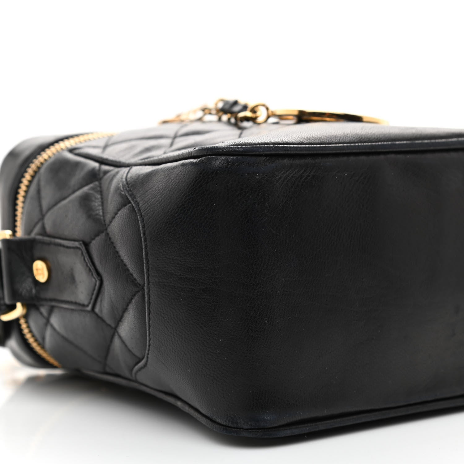 Chanel Lambskin Quilted Vanity Train Case Shoulder Bag Black 10 of 13