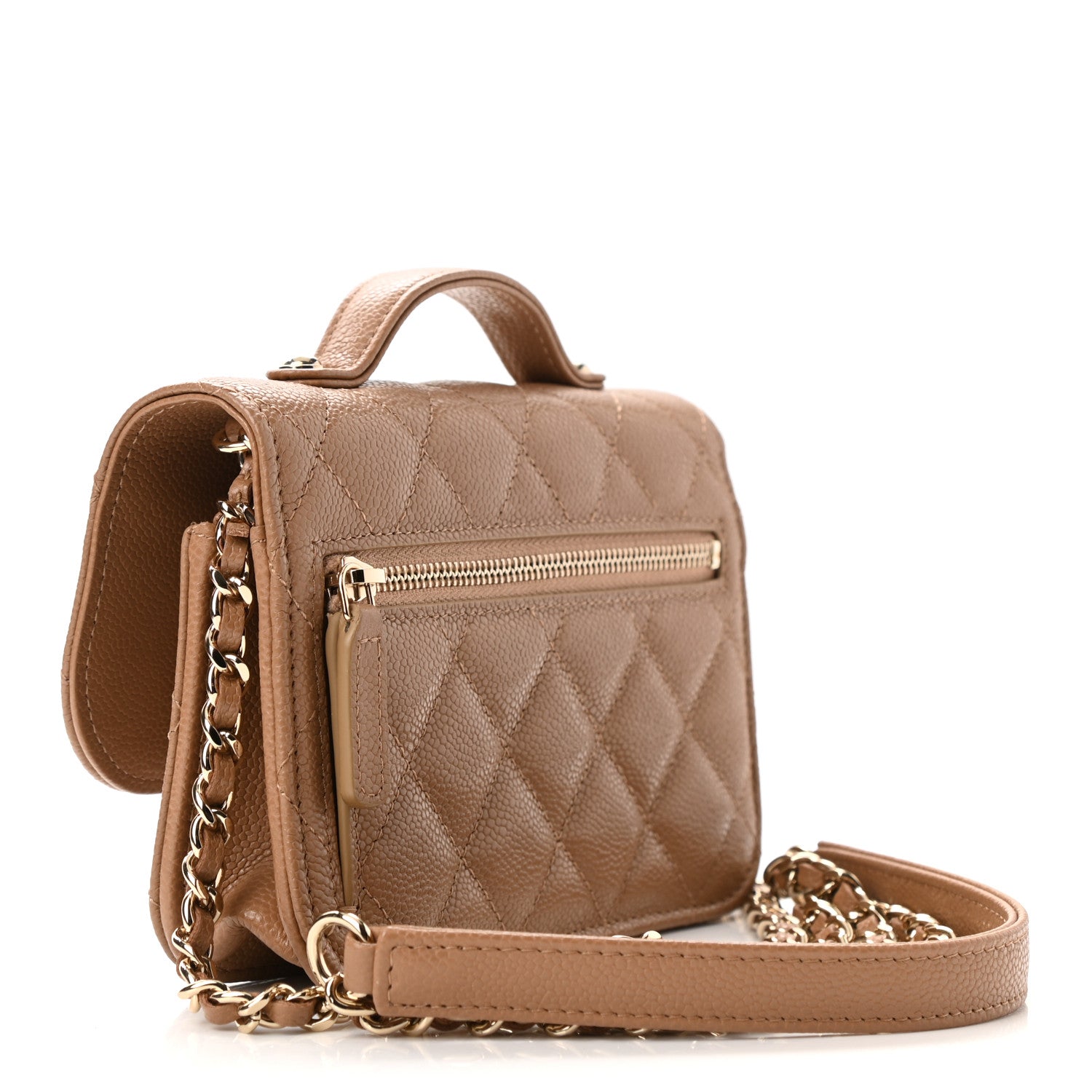 Chanel Caviar Quilted Business Affinity Clutch With Chain Flap Dark Beige 3 of 12