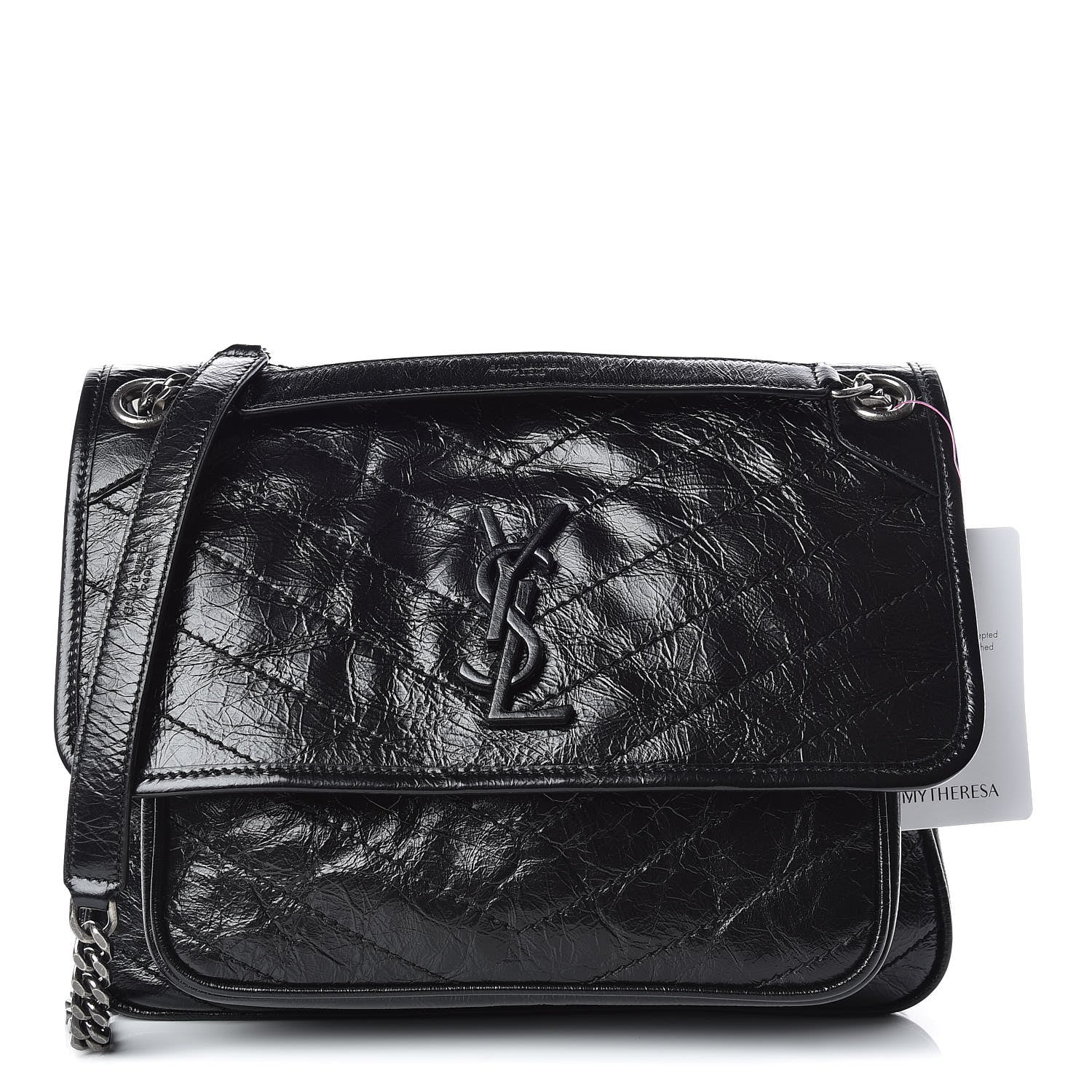 Saint Laurent Crinkled Calfskin Matelasse Monogram Medium Niki Chain Satchel Black 1 of 12