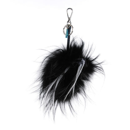 Fendi Vitello Elite Fox Goat Fur Granite Monster Bag Bug Cube Charm Military Denim Multicolor 5 of 12