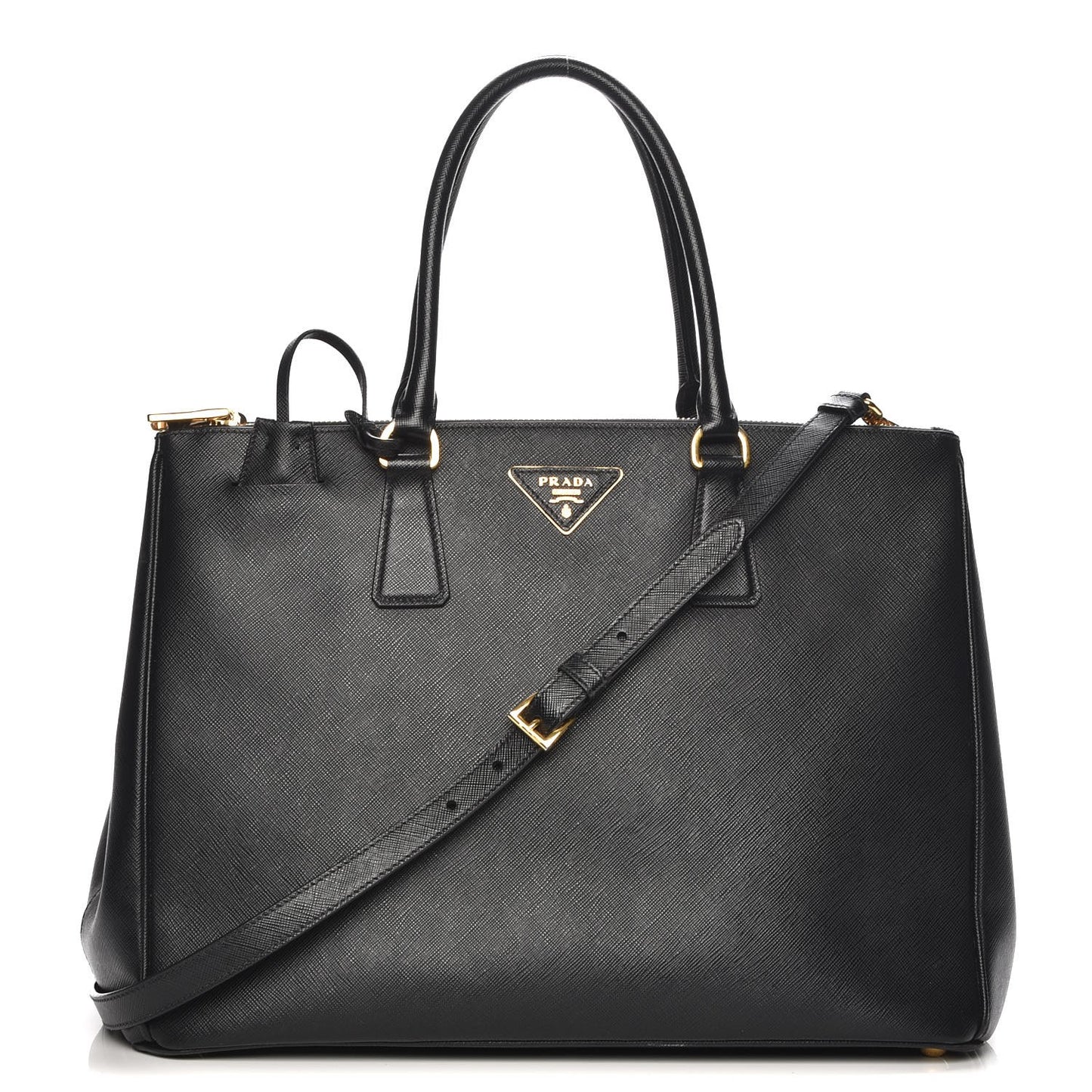 Saffiano Large Galleria Double Zip Tote Black