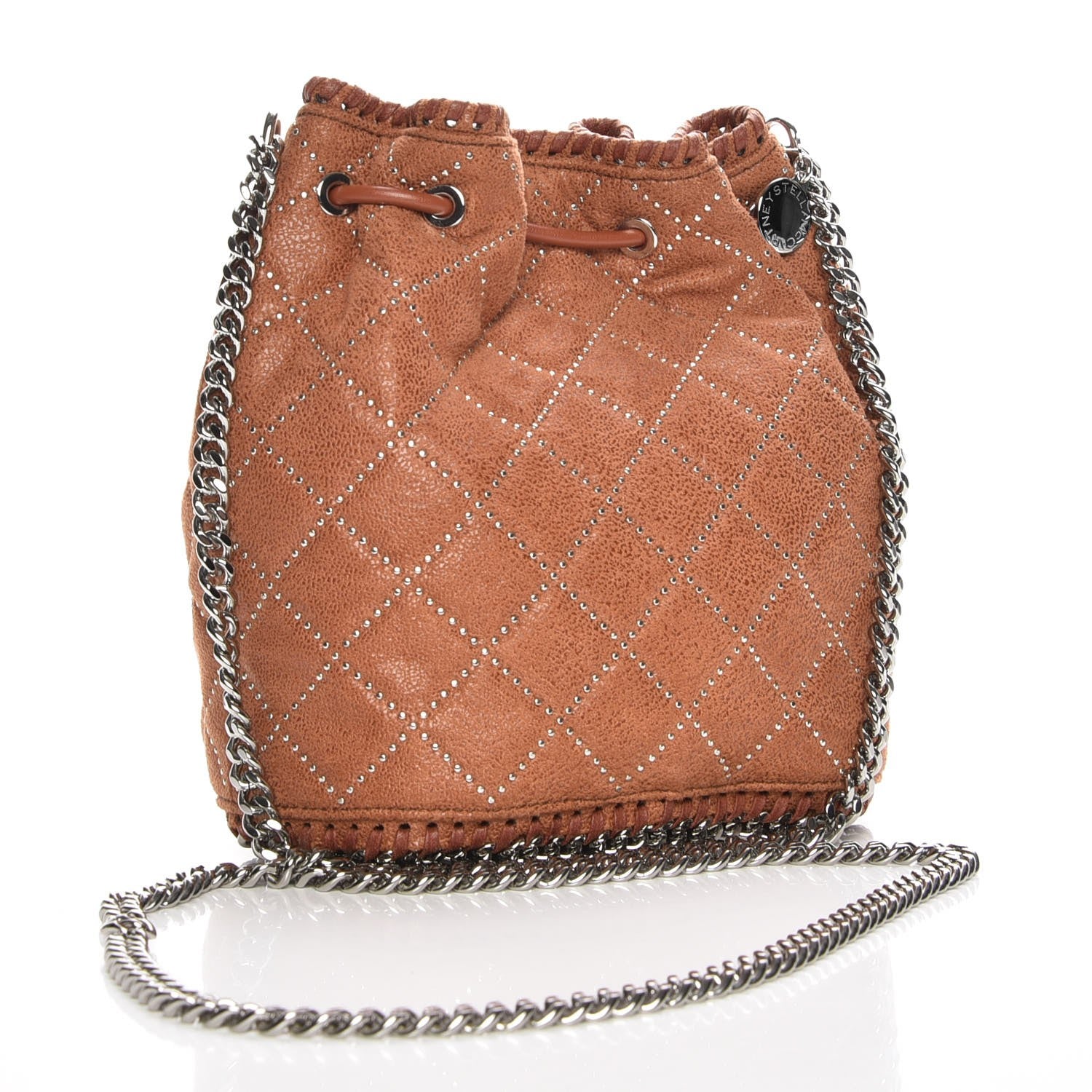 Stella McCartney Shaggy Deer Small Falabella Quilted Studded Bucket Bag Brandy 3 of 6