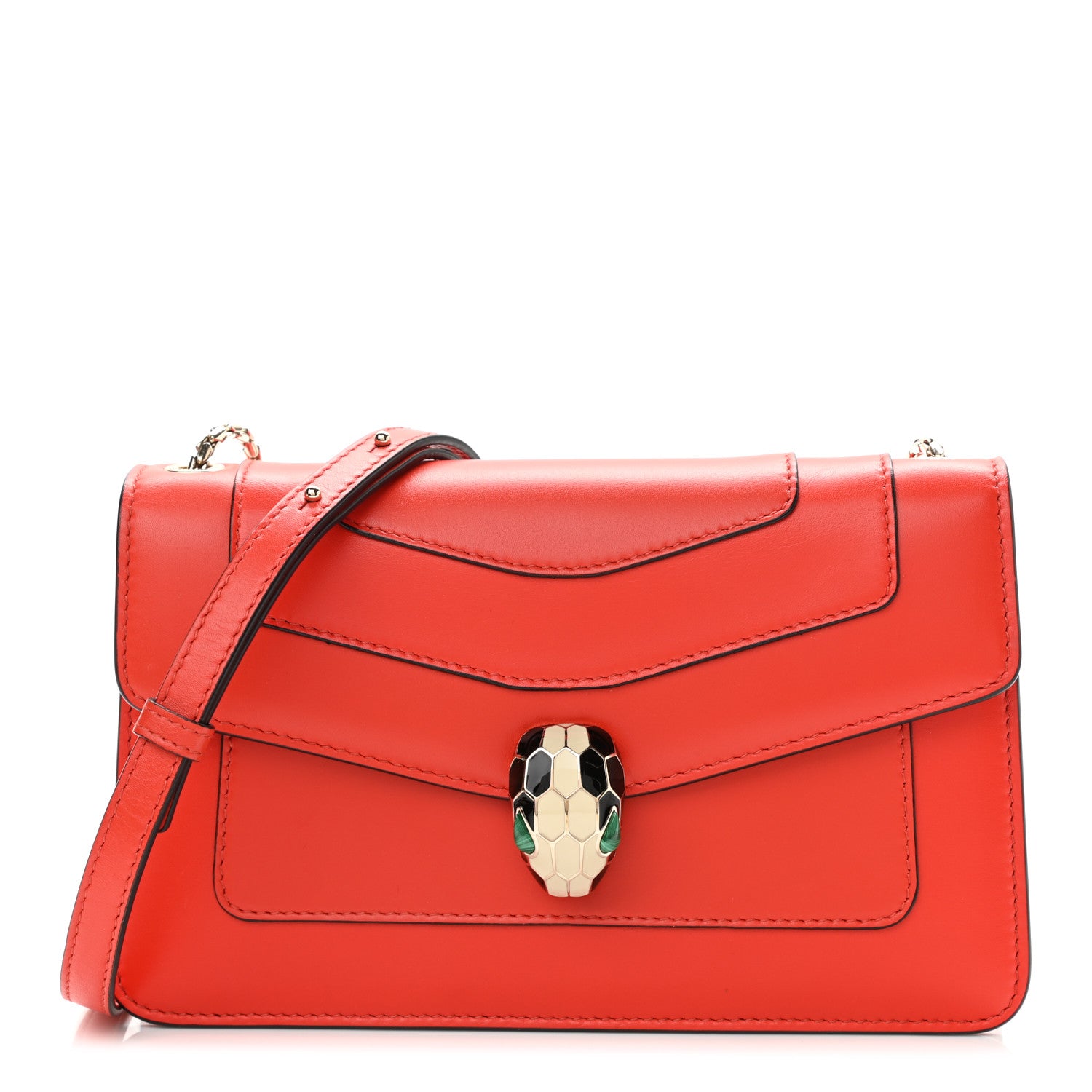 Bulgari Calfskin Serpenti Forever Shoulder Bag Red 1 of 10