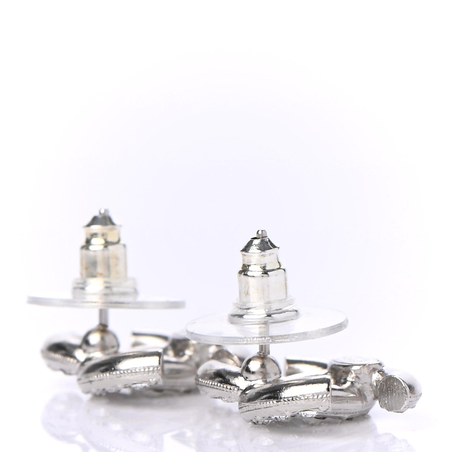 Chanel Crystal CC Earrings Silver 3 of 4