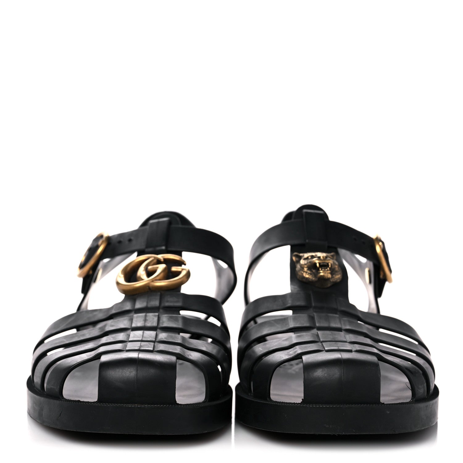 Gucci Rubber Mens Buckle Strap Sandal 8 Black 2 of 12