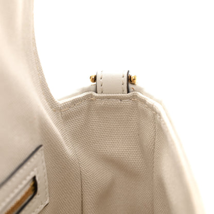 Fendi Canvas Vitello King Extra Strap FF Embroidered Baguette White Ice 10 of 12