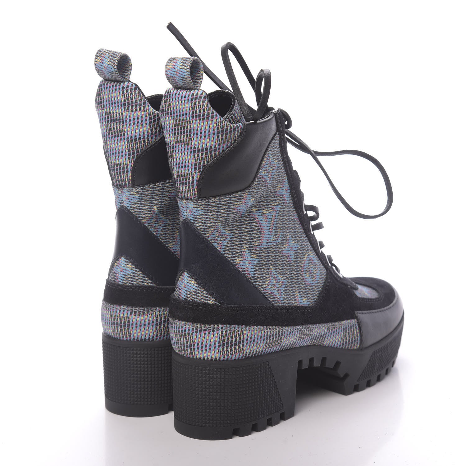 Louis Vuitton Monogram LV Pop Suede Calfskin Laureate Platform Desert Boots 36 Blue 4 of 8