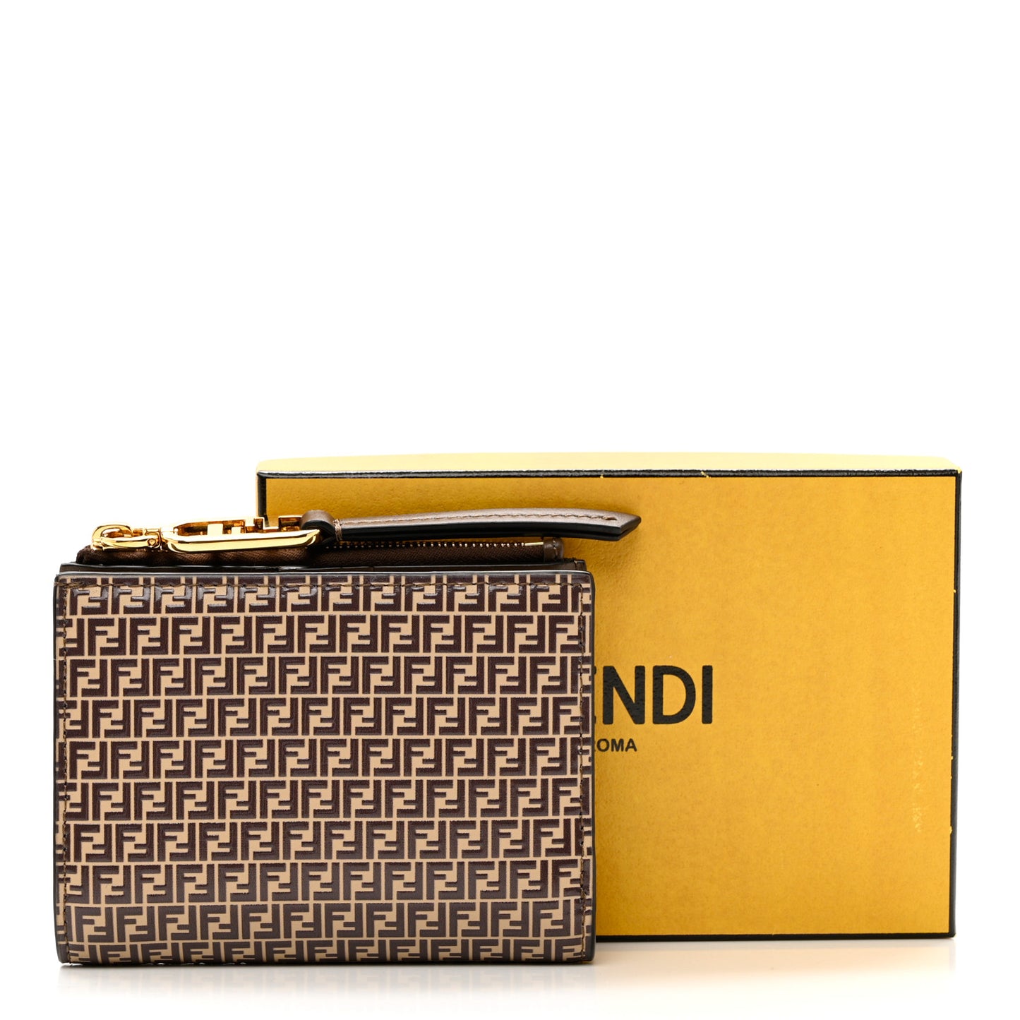 Vitello Liberty Micro FF Embossed Medium O'Lock Wallet Beige Amido Maya