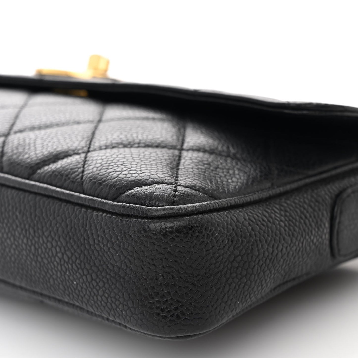 Caviar Quilted East West CC Flap Black