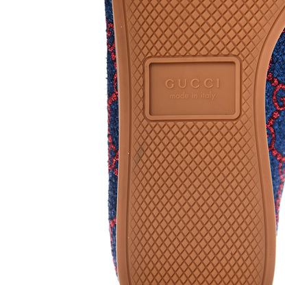 Gucci Lurex Calfskin Web GG Monogram Womens Falacer Sneakers 37.5 Iridescent Blue Iridescent Red Silver 9 of 11