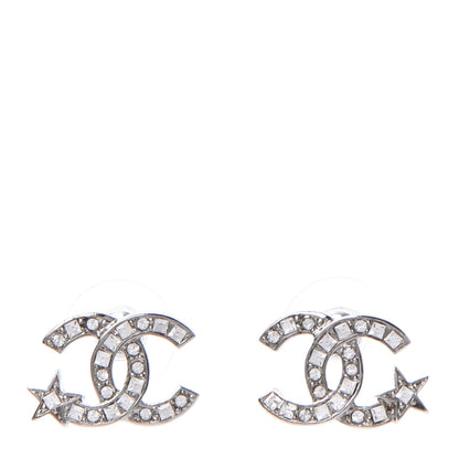 Chanel Crystal CC Starfall Earrings Silver 1 of 5