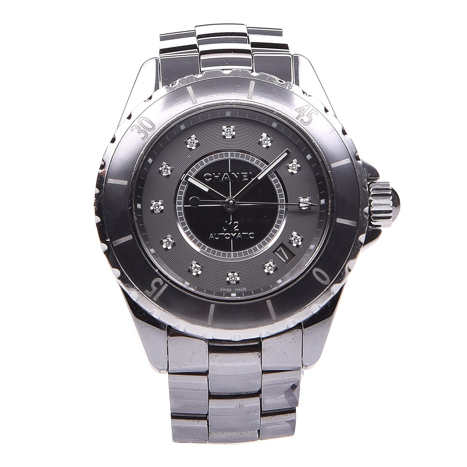 Chanel Titanium Ceramic Diamond 38mm J12 Automatic Watch 1 of 7
