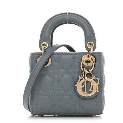 Christian Dior Lambskin Cannage Micro Lady Dior Cloud Gray 1 of 10