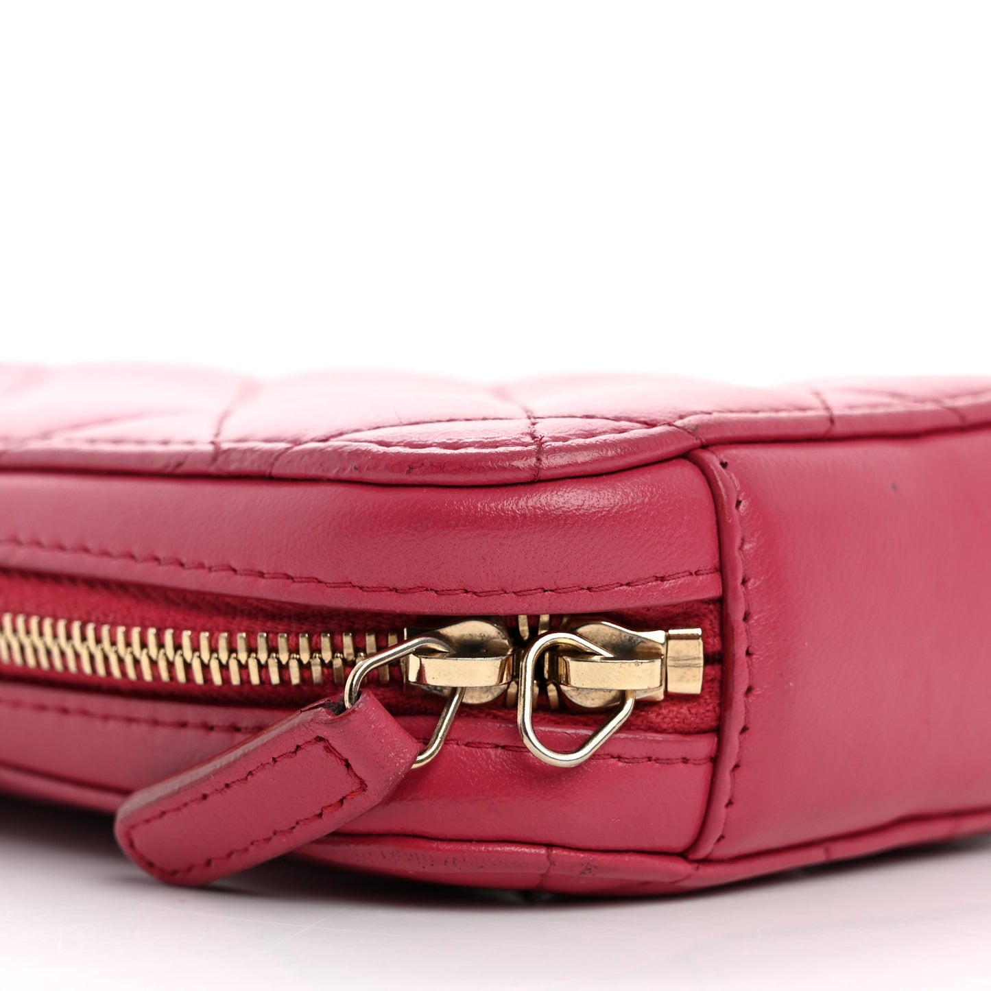 Lambskin Quilted Phone Holder Wallet On Chain WOC Pink