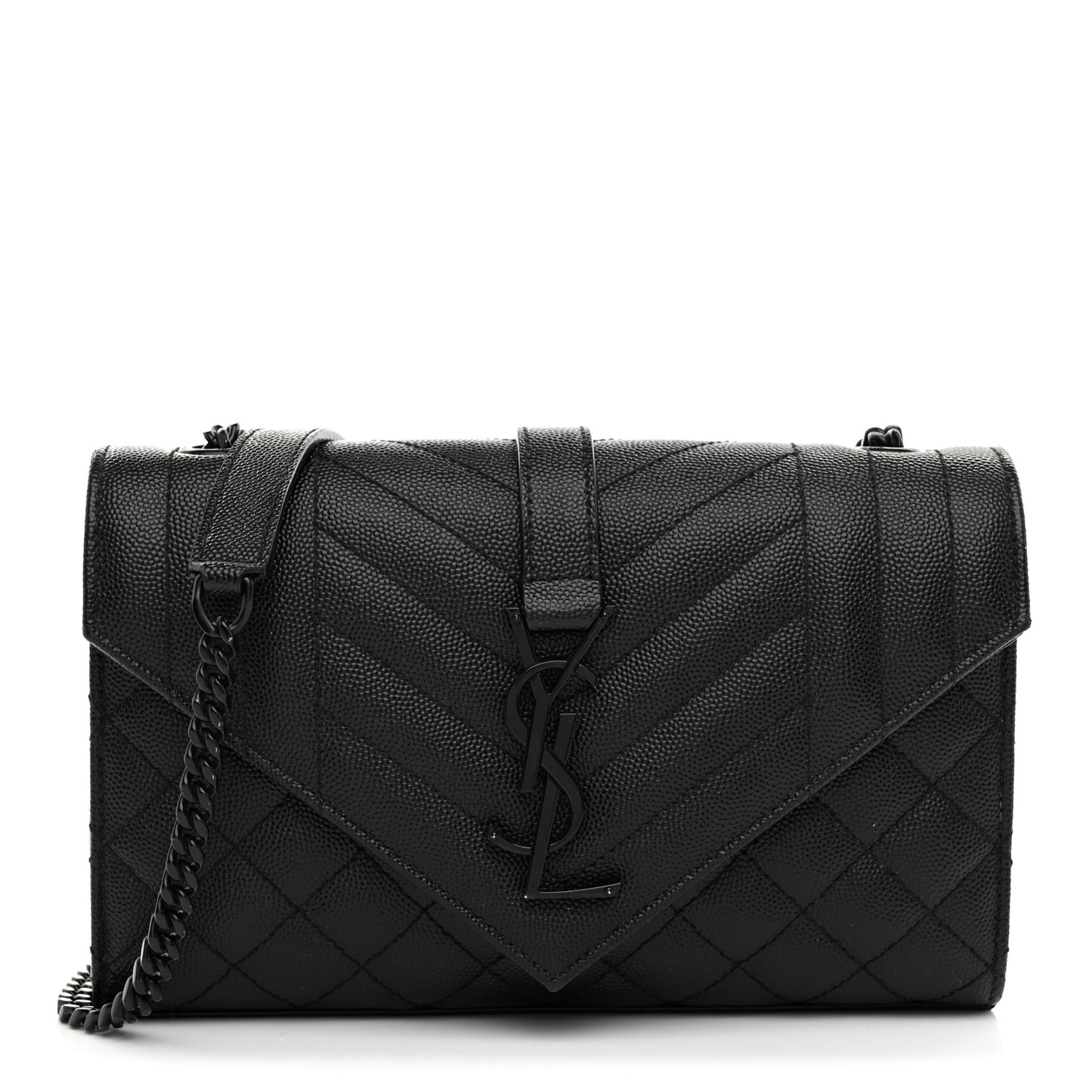 Grain De Poudre Textured Mixed Matelasse Triquilt Small Monogram Monochrome Satchel Black