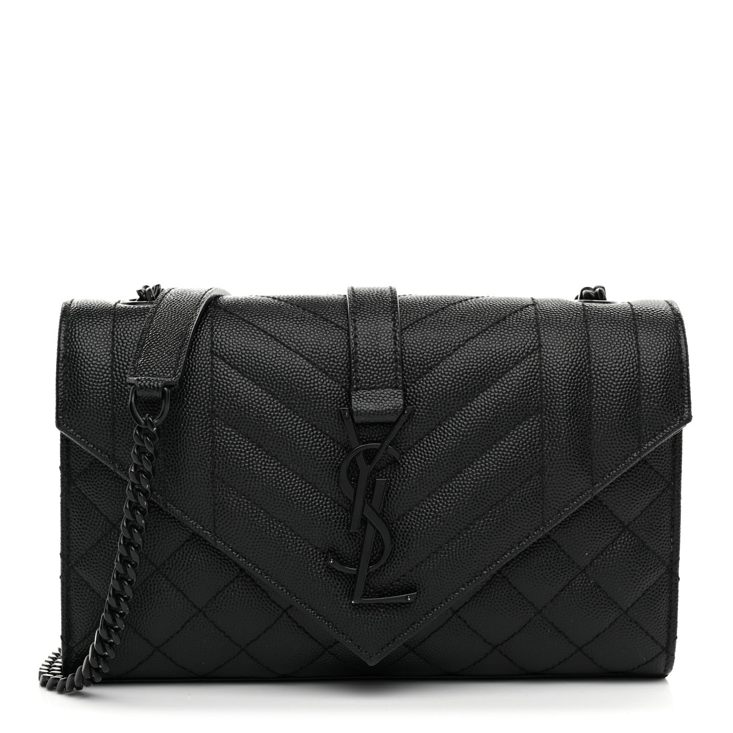 Saint Laurent Grain De Poudre Textured Mixed Matelasse Triquilt Small Monogram Monochrome Satchel Black 1 of 11
