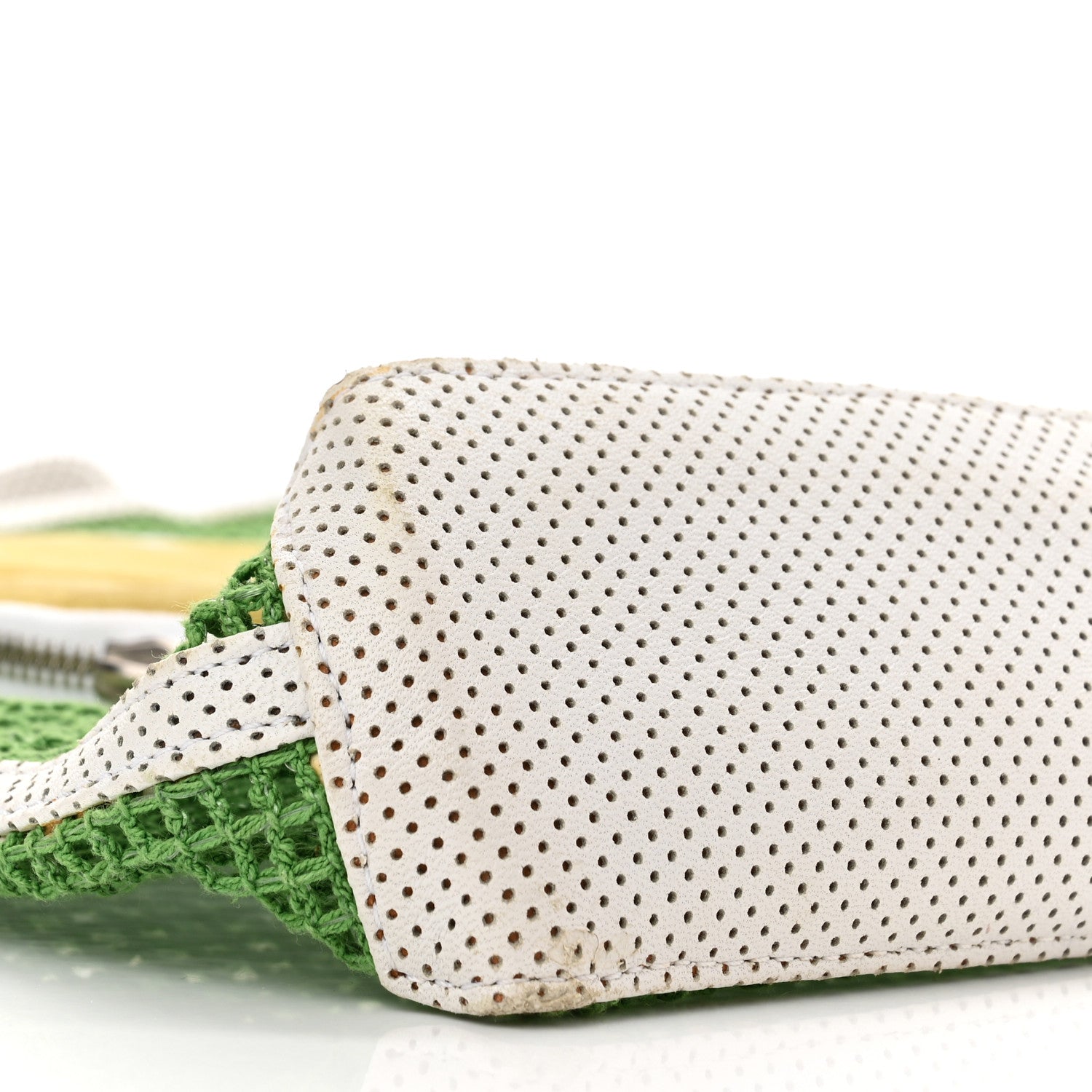 Chanel Perforated Calfskin Suede Mesh Fabric Tennis Ball Shoulder Bag Green 9 of 13