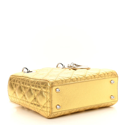 Christian Dior Metallic Grained Calfskin Cannage Small Lucky Badges My Lady Dior Gold 4 of 9