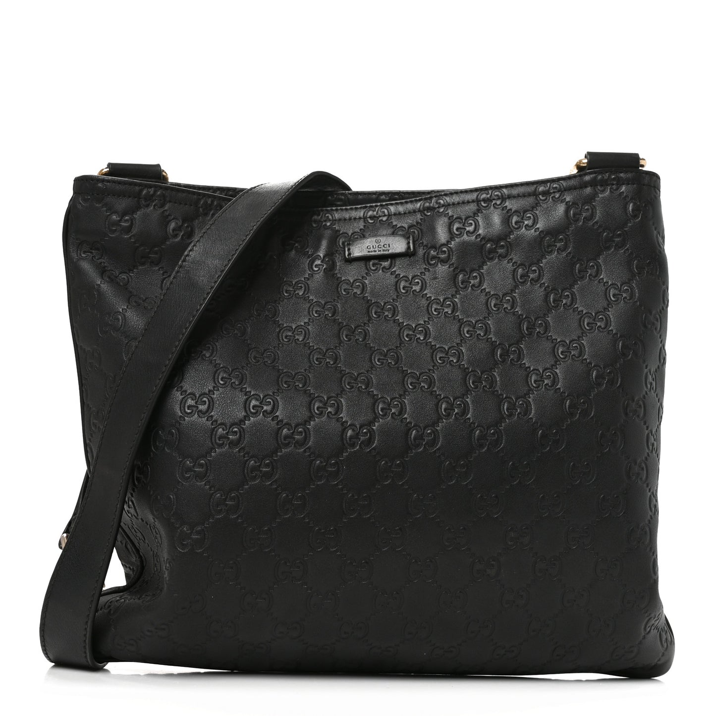 Guccissima Medium Flat Messenger Bag Black