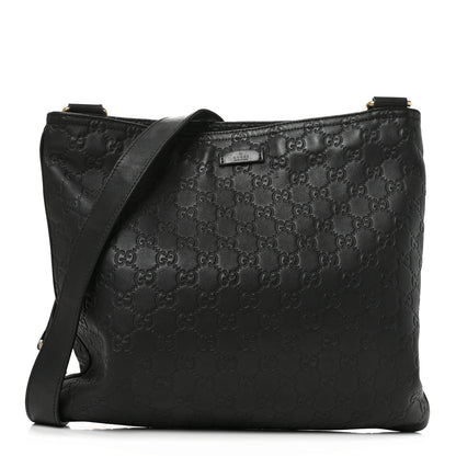 Gucci Guccissima Medium Flat Messenger Bag Black 1 of 10