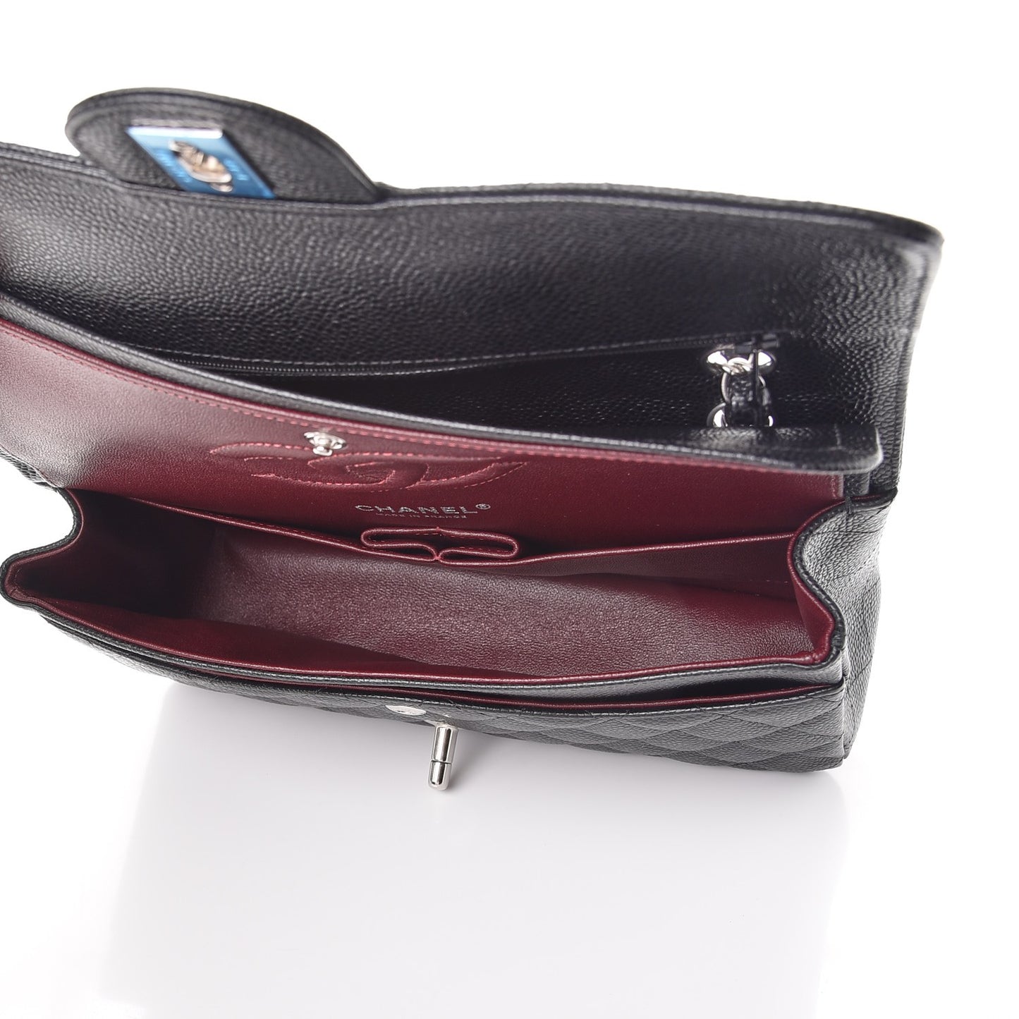 Caviar Quilted Medium Double Flap Black