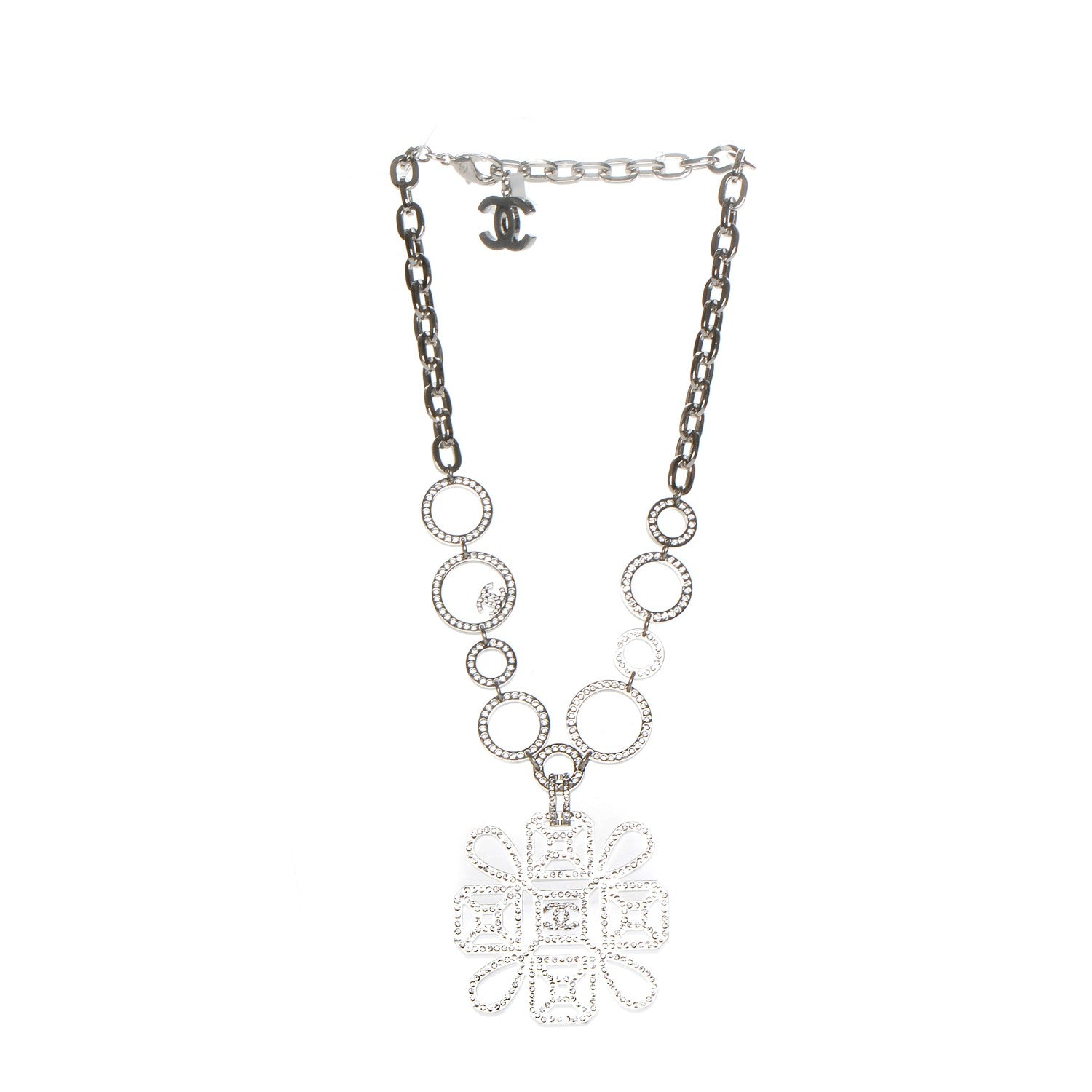 Chanel Crystal Strass Necklace Silver 3 of 5