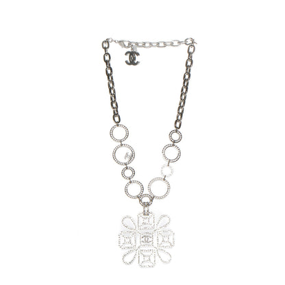 Chanel Crystal Strass Necklace Silver 3 of 5
