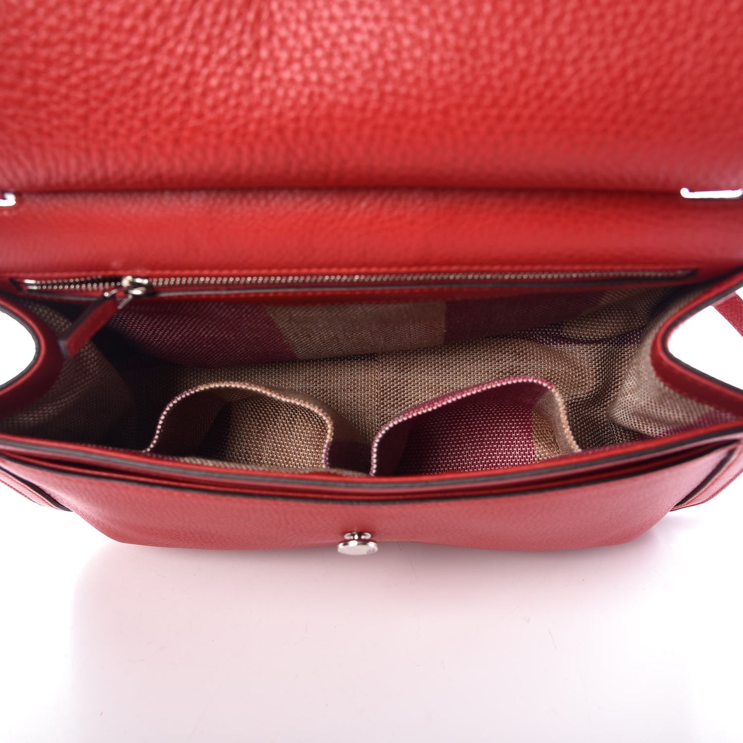 Pebbled Calfskin Medium Bamboo Daily Flap Shoulder Bag Red