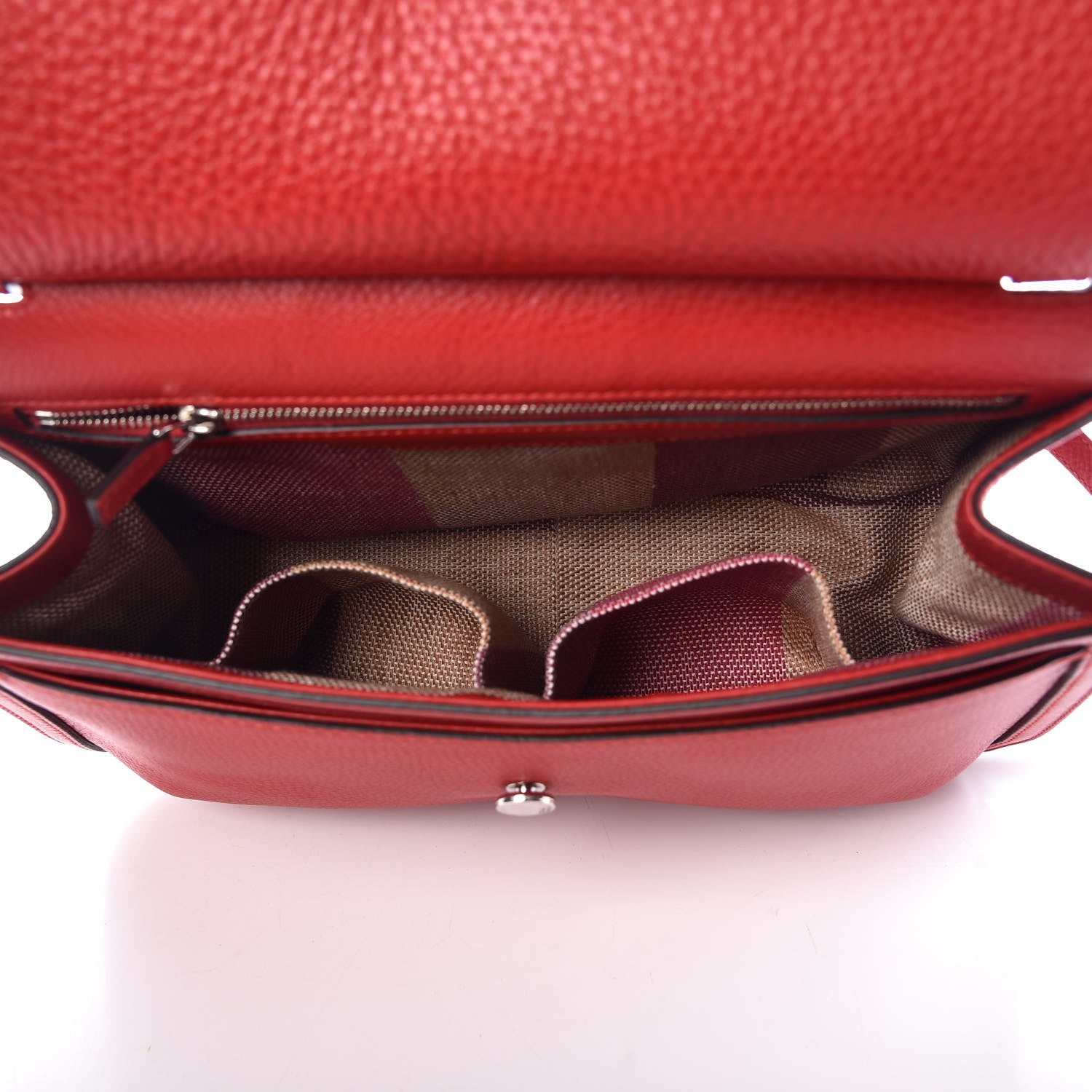 Gucci Pebbled Calfskin Medium Bamboo Daily Flap Shoulder Bag Red 5 of 9