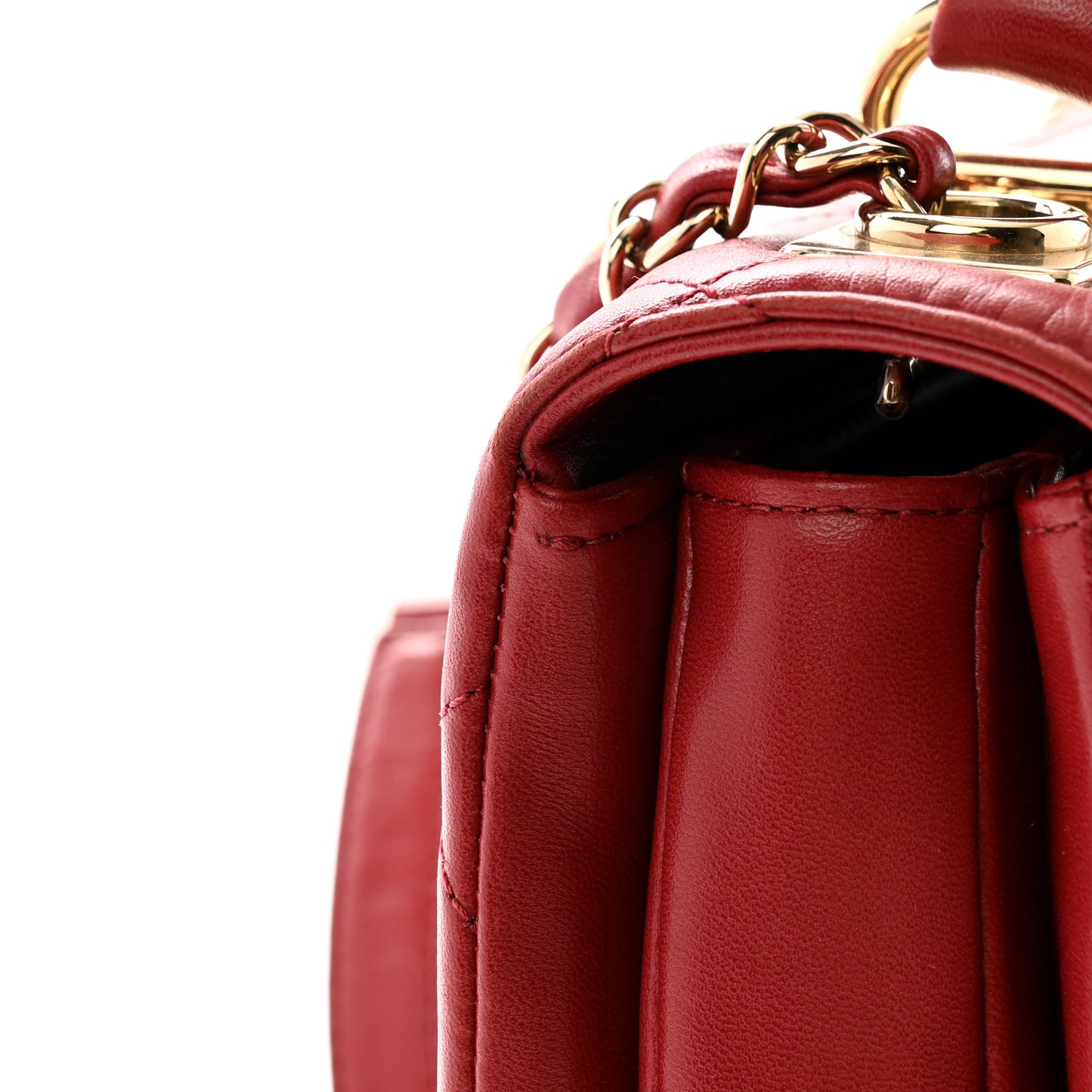 Lambskin Quilted Small Trendy CC Flap Dual Handle Bag Red