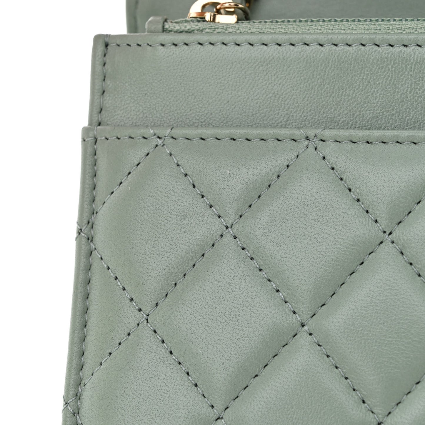 Lambskin Quilted Trendy CC Wallet On Chain WOC Grey