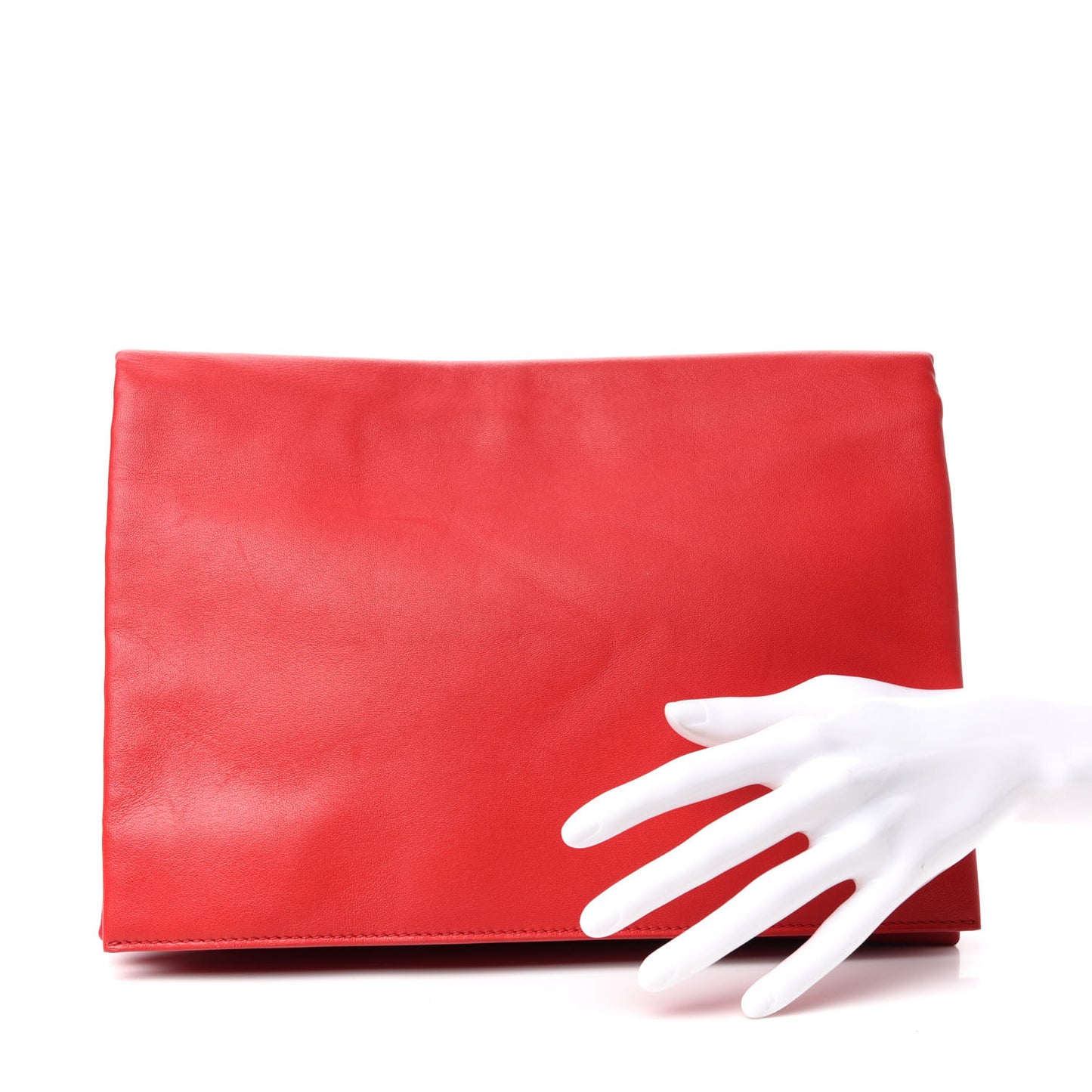 Lambskin Rolled Soft Trio Clutch Bright Red