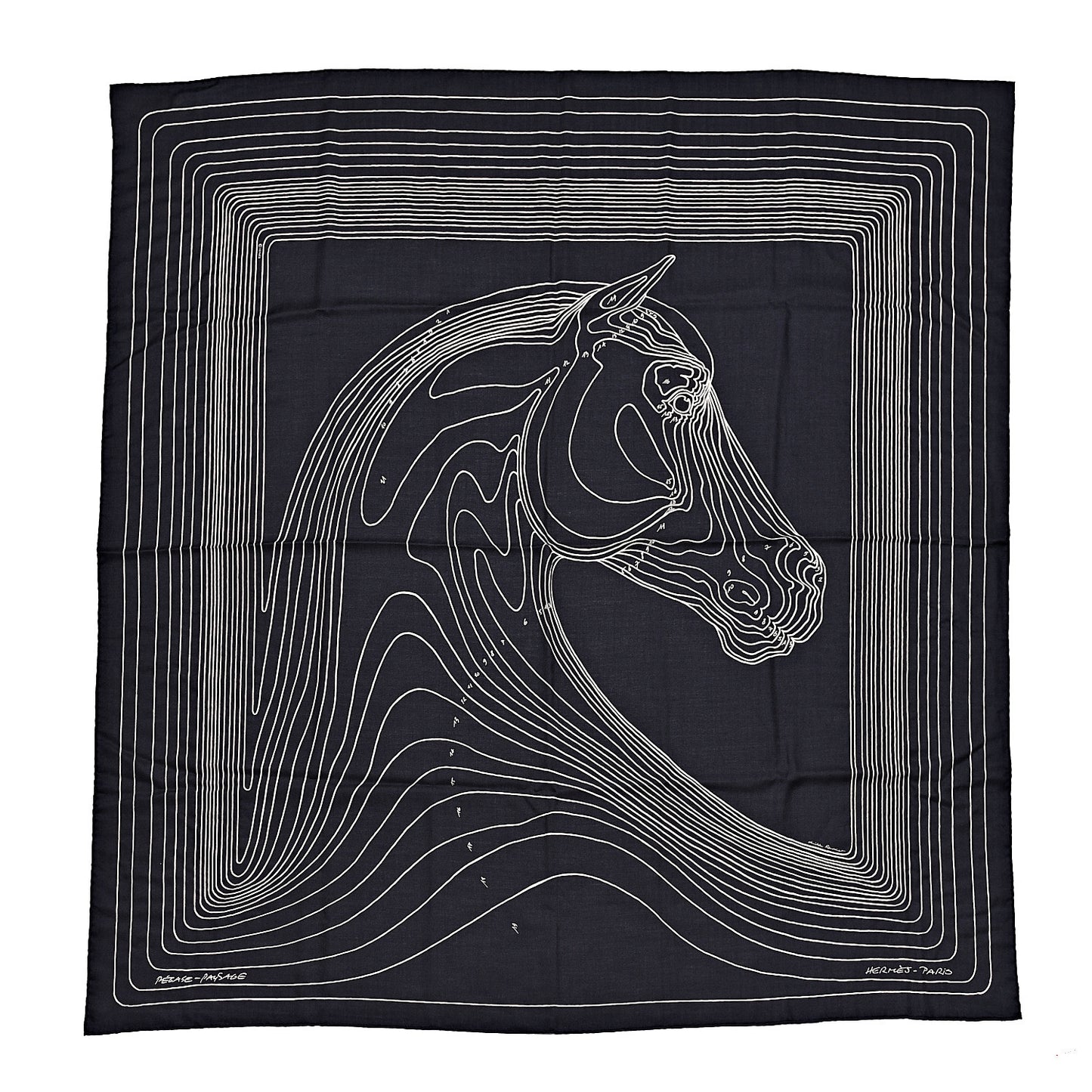 Cashmere Silk Pegase Paysage Shawl 140 Beige Black