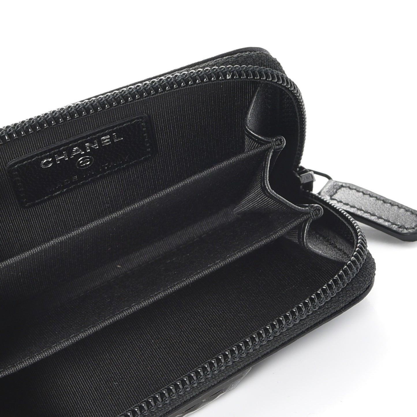 Lambskin Quilted Zip Around Boy Coin Purse Wallet So Black