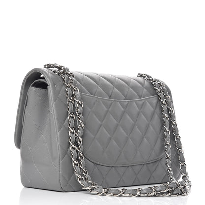 Chanel Caviar Quilted Jumbo Double Flap Grey 3 of 12