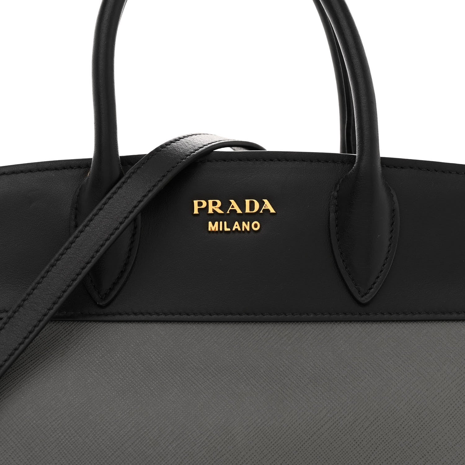 Prada Saffiano City Calfskin Small Esplanade Tote Mercurio Black 7 of 17