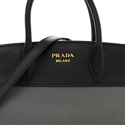 Prada Saffiano City Calfskin Small Esplanade Tote Mercurio Black 7 of 17