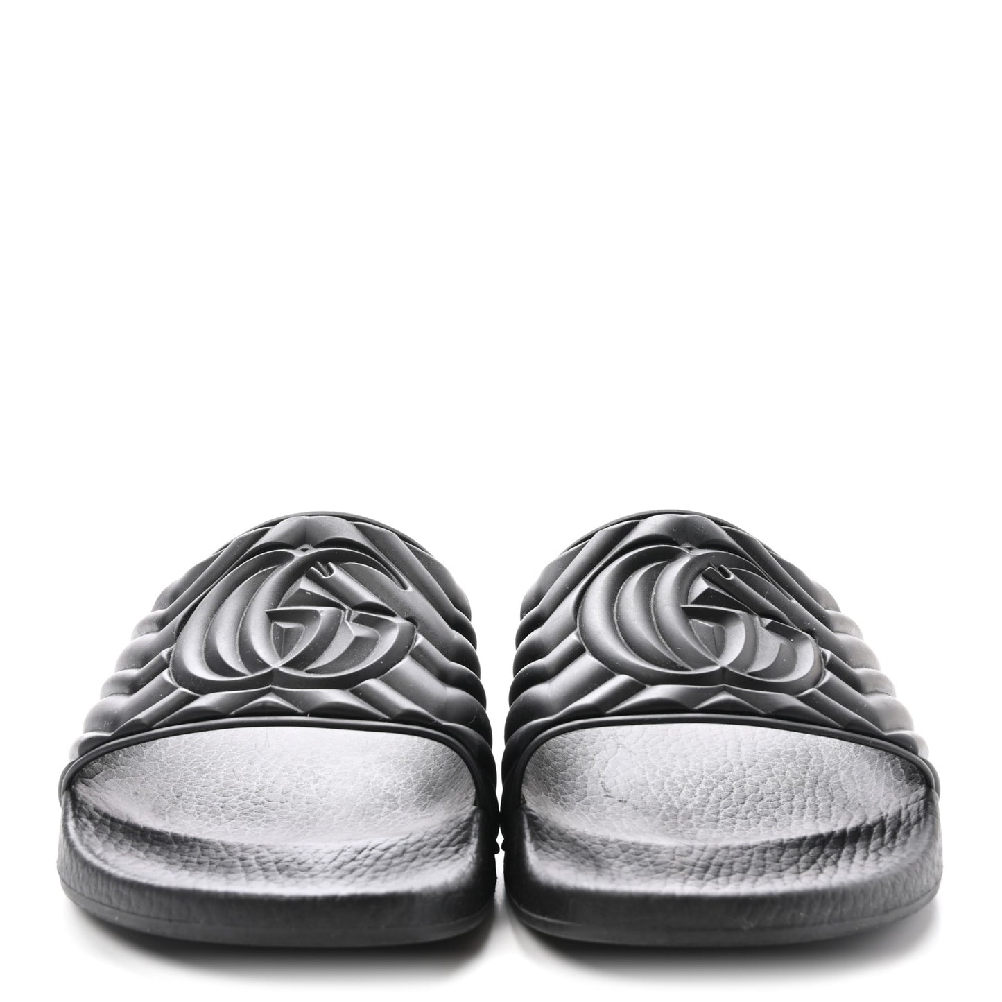 Rubber Matelasse Interlocking G Mens Slide Sandals 7 Black