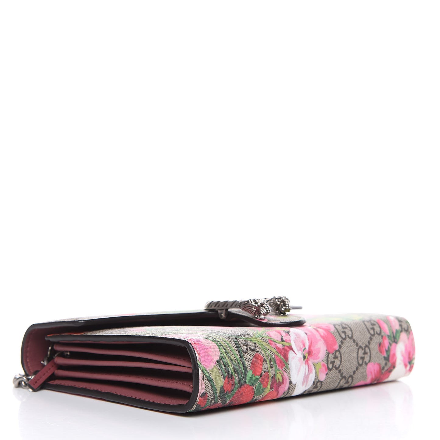 GG Supreme Monogram Blooms Mini Dionysus Chain Wallet Beige Multicolor Dry Rose