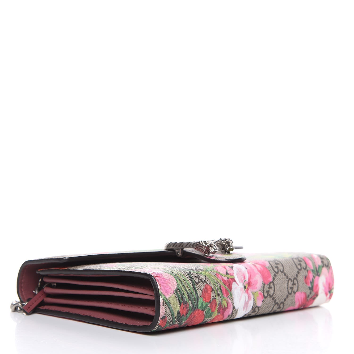 Gucci GG Supreme Monogram Blooms Mini Dionysus Chain Wallet Beige Multicolor Dry Rose 4 of 10