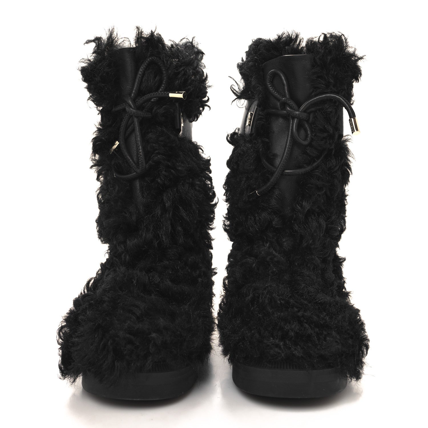 Chanel Shearling Sheepskin High Boots 39 Black 2 of 7