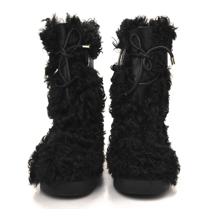 Chanel Shearling Sheepskin High Boots 39 Black 2 of 7